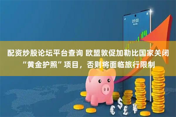 配资炒股论坛平台查询 欧盟敦促加勒比国家关闭“黄金护照”项目，否则将面临旅行限制